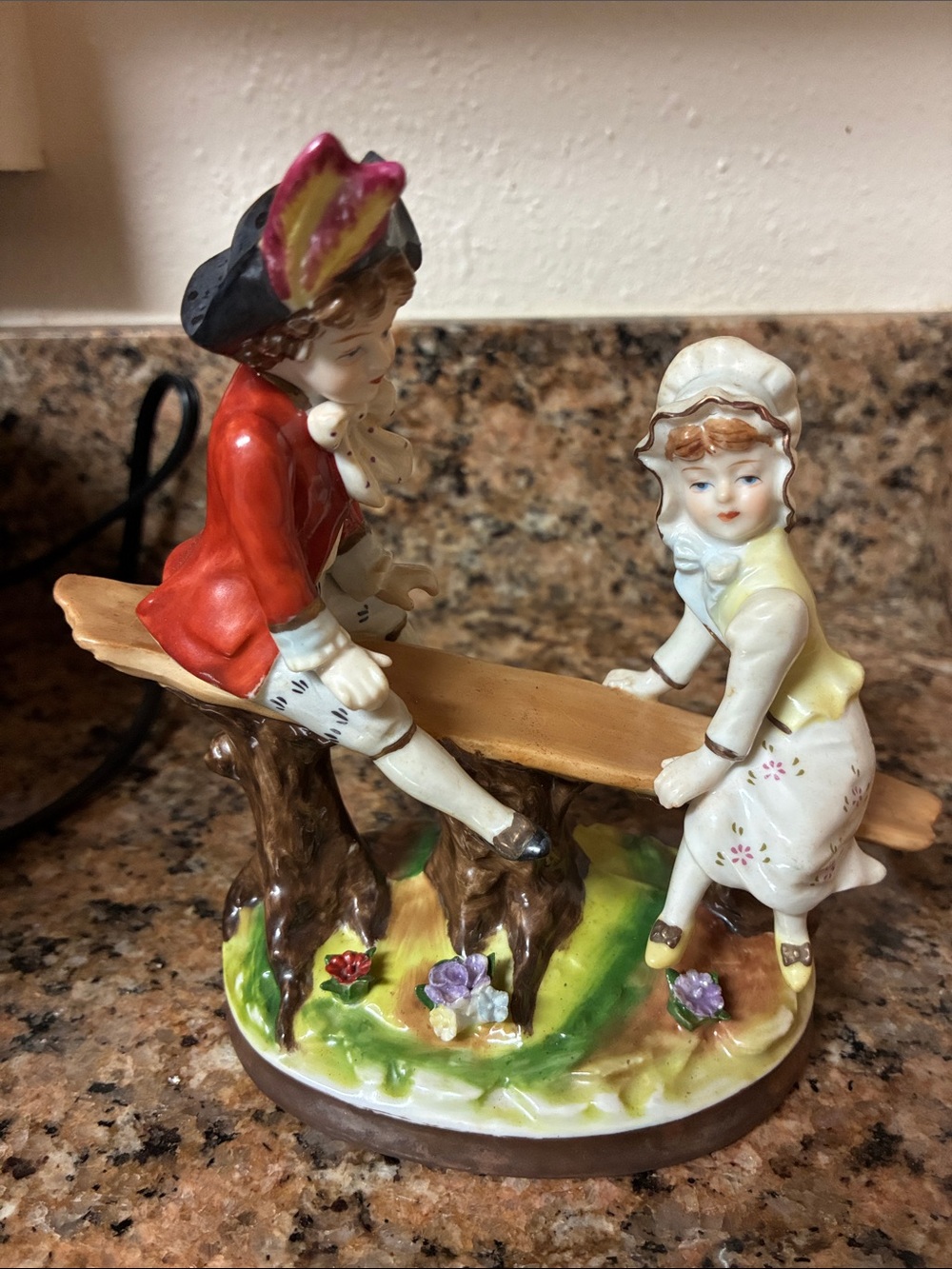 Hand-Painted Ceramic Seesaw Figurine - Multi-Color
